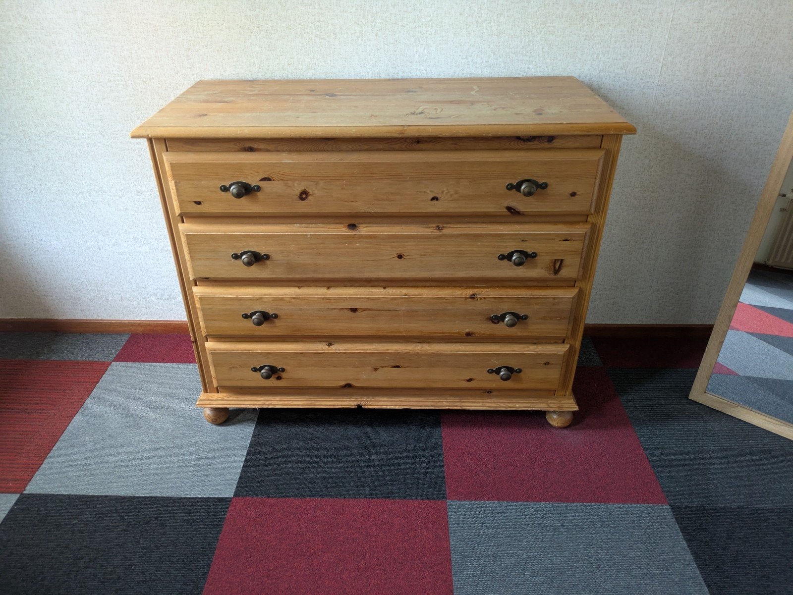 Houten ladekast met 4 laden, Huis en Inrichting, Ophalen, Grenenhout, Gebruikt, 50 tot 100 cm