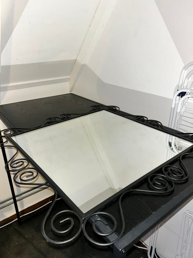 Zwarte spiegel, Huis en Inrichting, Woonaccessoires | Spiegels, Ophalen, Zo goed als nieuw, Minder dan 100 cm, Rechthoekig
