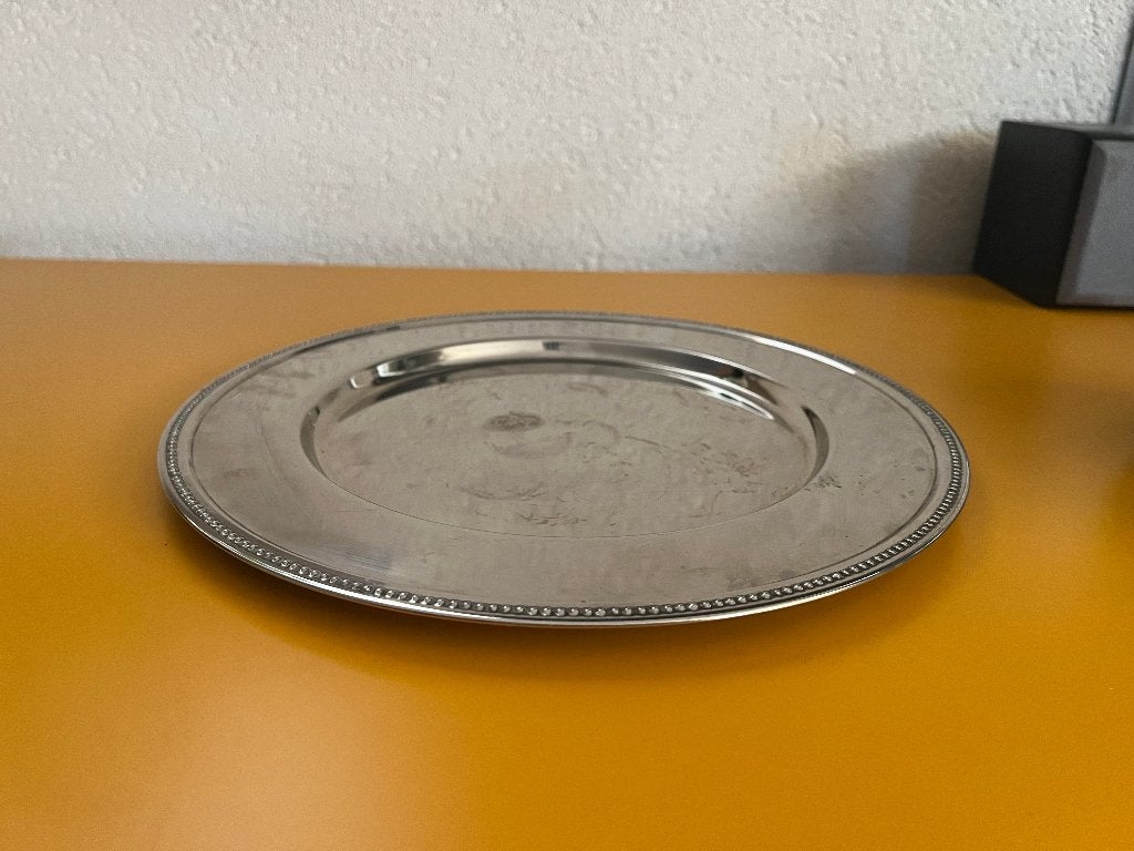presenteerschaal zilver  met parelrand 31 cm doorsnede, Ophalen of Verzenden, Zilver