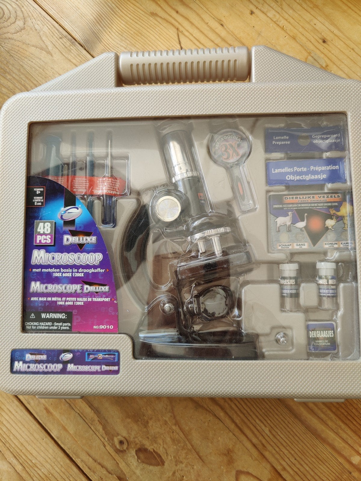 Microscoop Deluxe 48-delige set met metalen voetstuk, Ophalen of Verzenden, Nieuw, 1000x of meer, Biologische microscoop