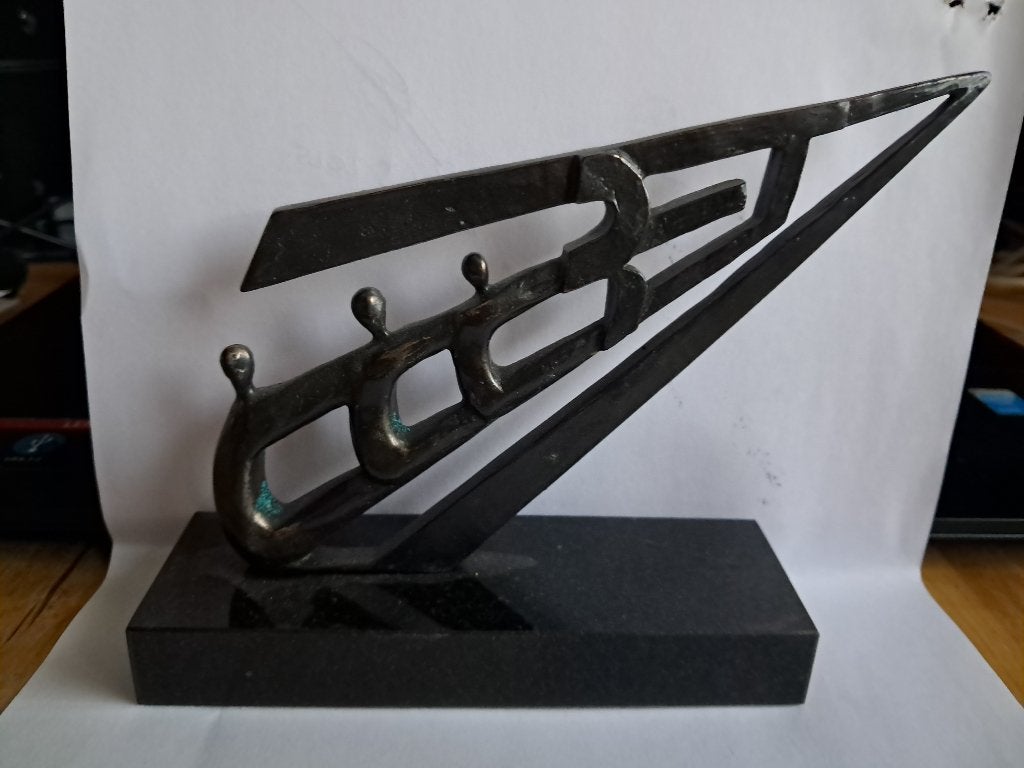 Bronzen beeld, Groep mensen, Ophalen of Verzenden, Brons, 20 - 50 cm