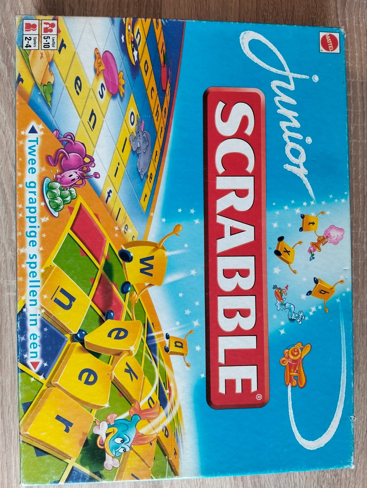 Scrabble Junior - Twee grappige spellen in één, Een of twee spelers, Ophalen of Verzenden, Gebruikt, Mattel