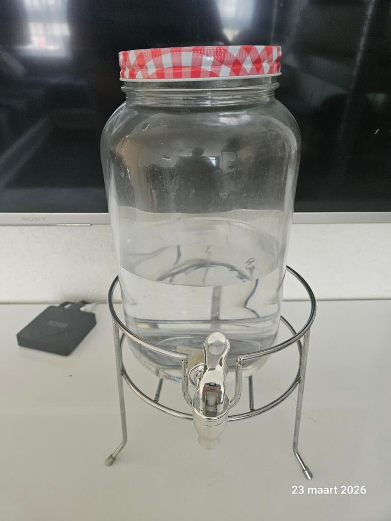 Glazen drankdispenser met kraantje en standaard, Huis en Inrichting, Keuken | Keukenbenodigdheden, Ophalen of Verzenden