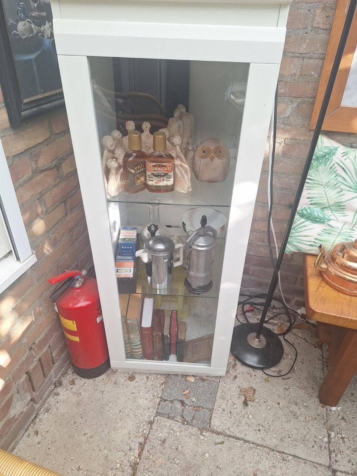 Witte vitrinekast met glazen deur - 126cm hoog, Ophalen, Minder dan 50 cm, Glas, 100 tot 150 cm