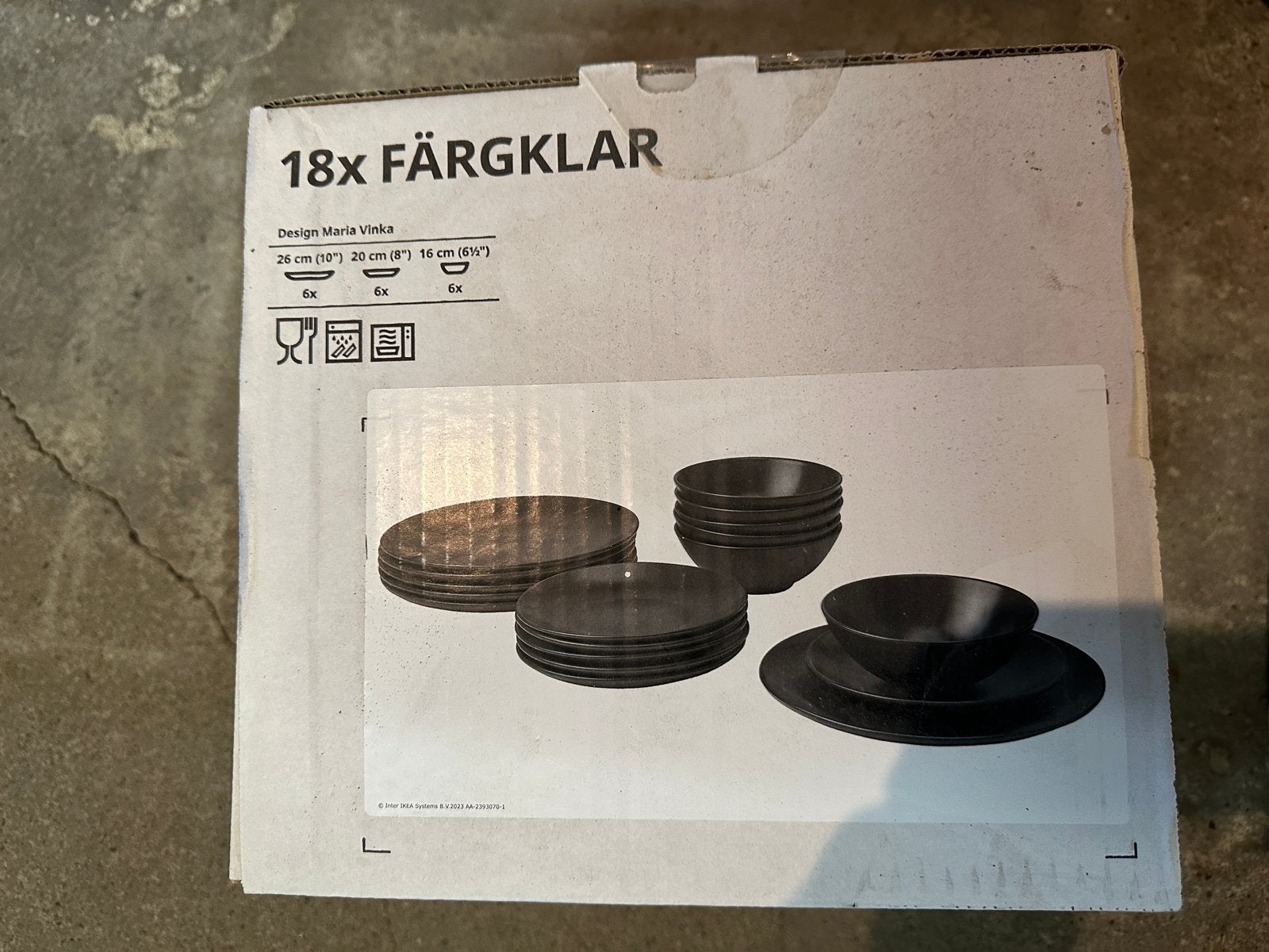 IKEA FÄRGKLAR Servies 18-delig, mat zwart, Ophalen, Keramiek, Nieuw, IKEA
