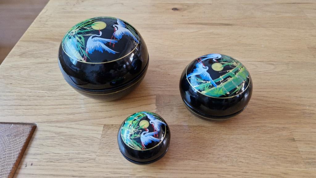3 oude opbergdoosjes lakdoosjes, Ophalen of Verzenden