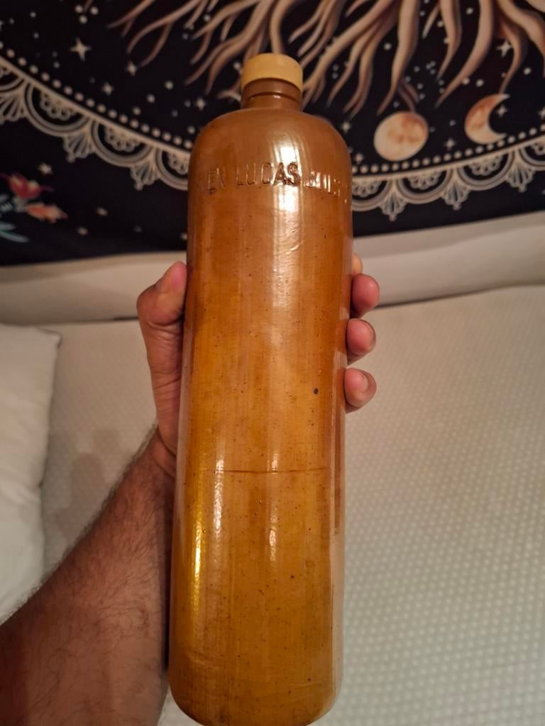 Antieke Bols 't Lootsje 1 Liter Kruik - Steengoed Fles, Antiek en Kunst, Ophalen of Verzenden