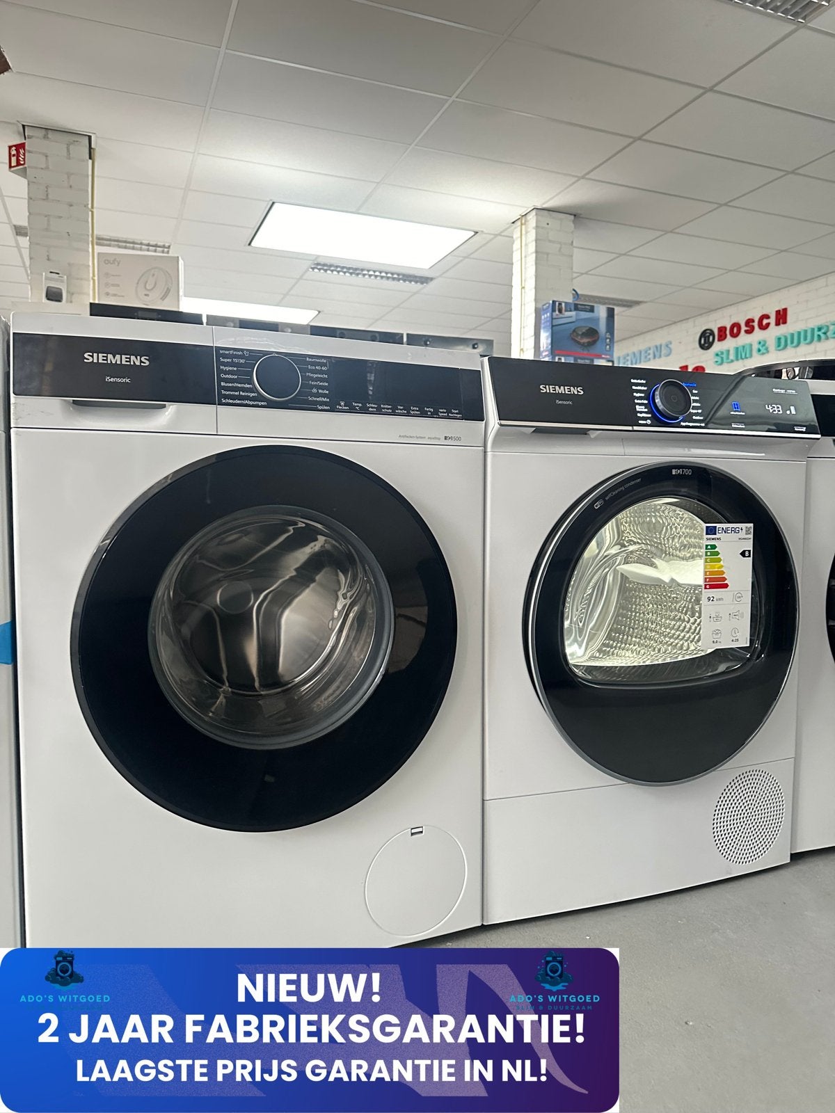 SIEMENS 10KG & 9KG SET WARMTEPOMPDROGER & WASMACHINE, Minder dan 85 cm, SIEMENS, Info@adoswitgoed.nl, Nieuw