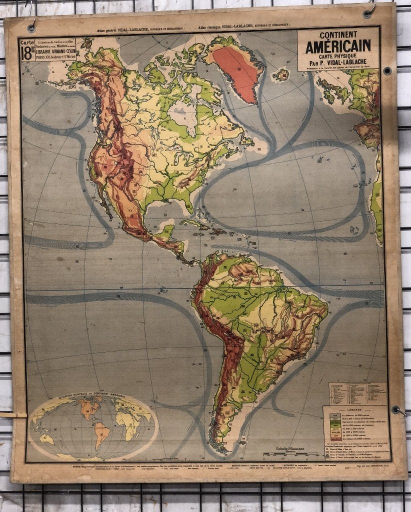 Landkaart jaren 50  Amerika, Gelezen, Overige gebieden, Ophalen of Verzenden, Landkaart