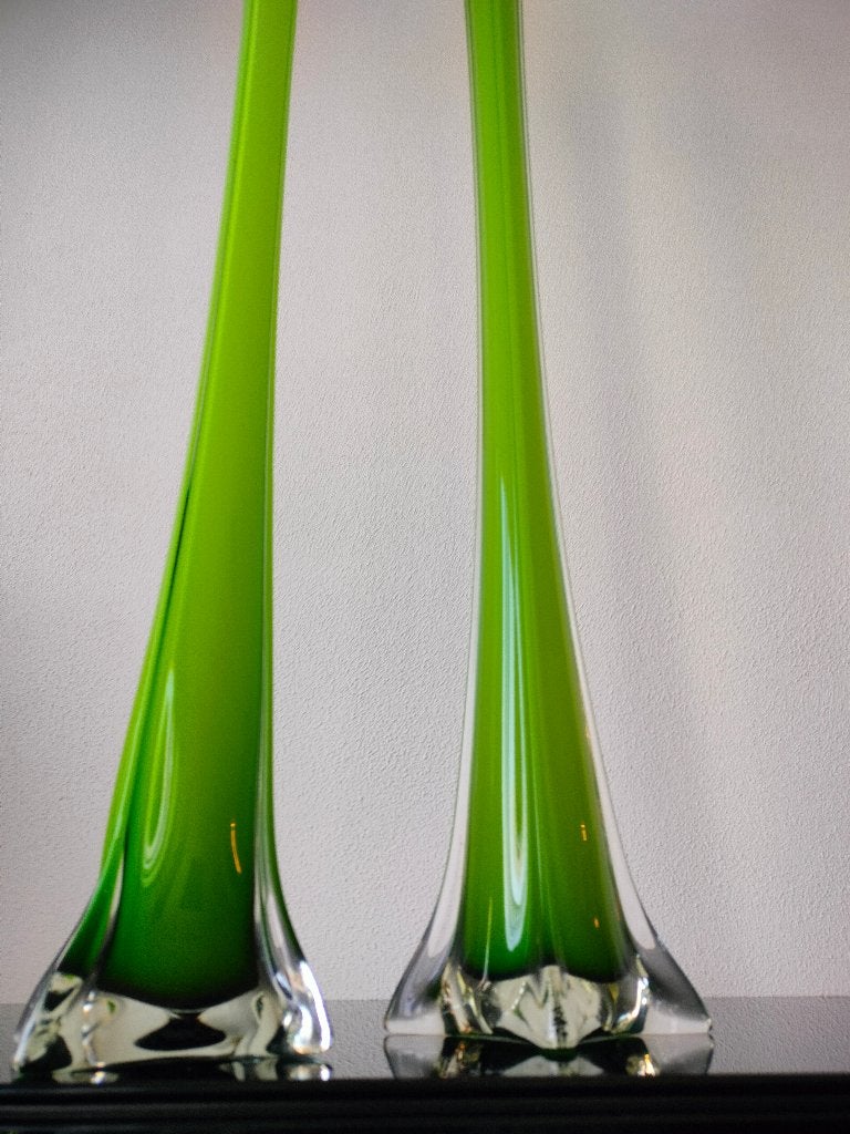 2 x Vaas Groen Glas Appelgroen 100cm Eiffeltoren Design Set, Ophalen
