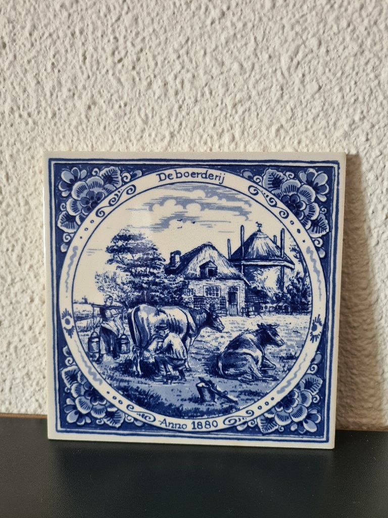 Delfts blauwe tegel – De boerderij Anno 1880 Vintage, Ophalen of Verzenden