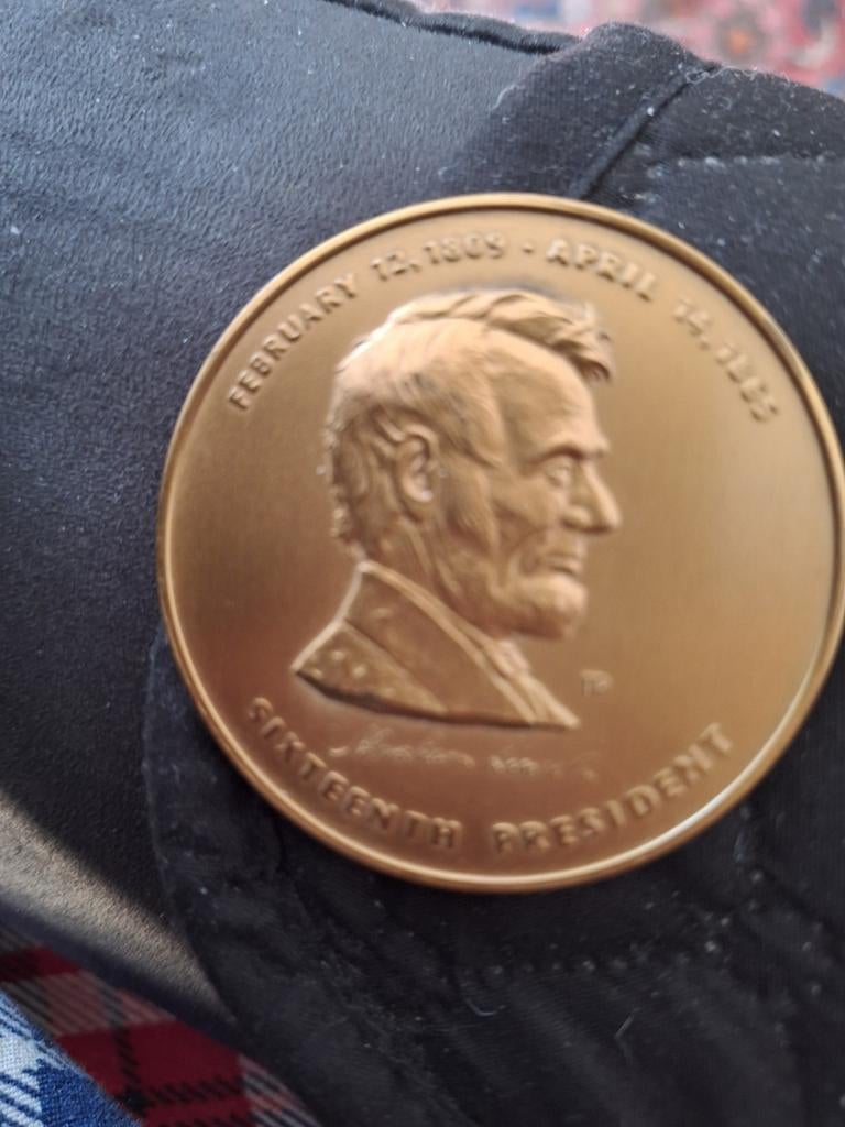 Abraham Lincoln Herdenkingspenning Brons - 16e President USA, Ophalen of Verzenden
