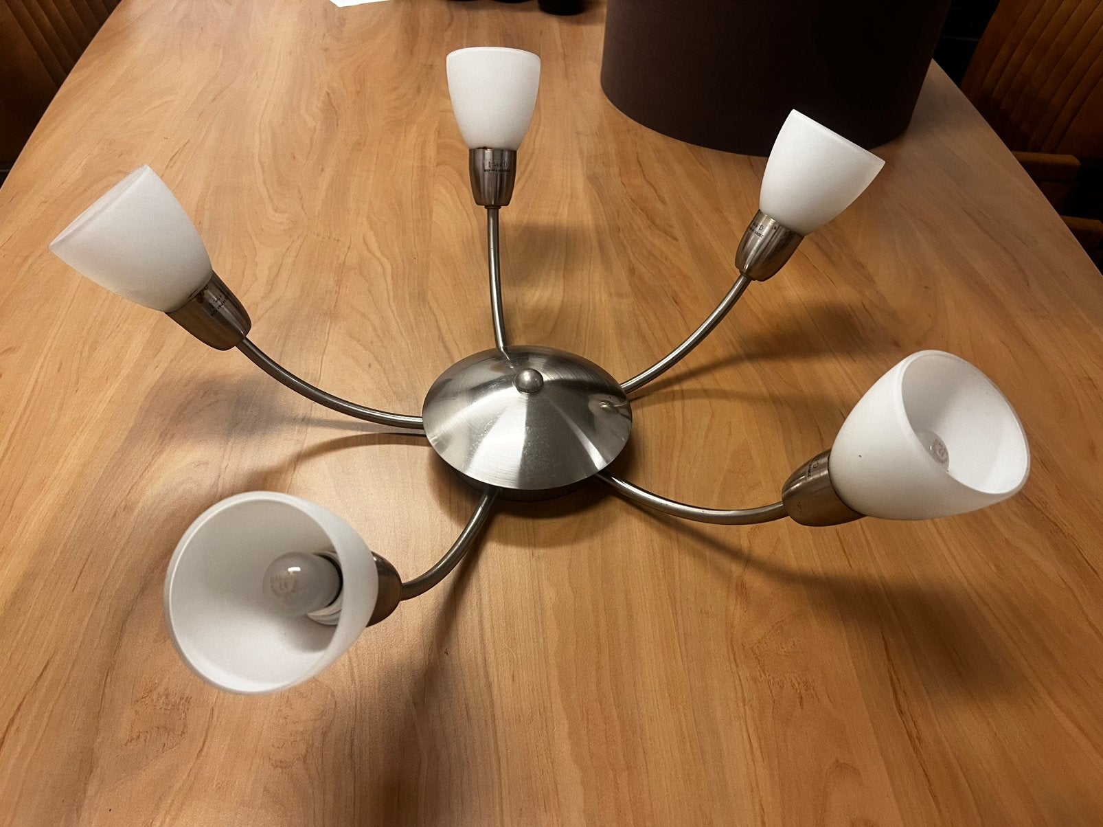 Moderne RVS plafondlamp, Huis en Inrichting, Zilver, 55 cm, Inclusief lichtbron, Modern