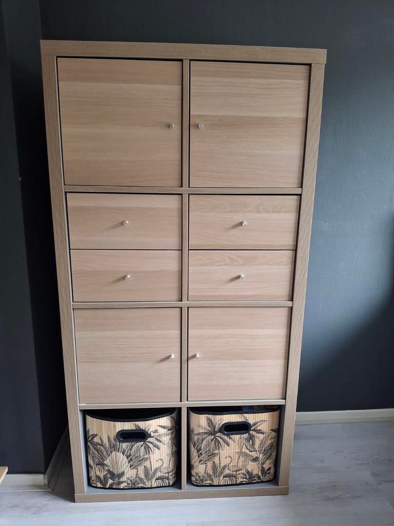 IKEA KALLAX kast met deuren, laden en manden, Ophalen, Gebruikt, 100 tot 150 cm, 50 tot 100 cm