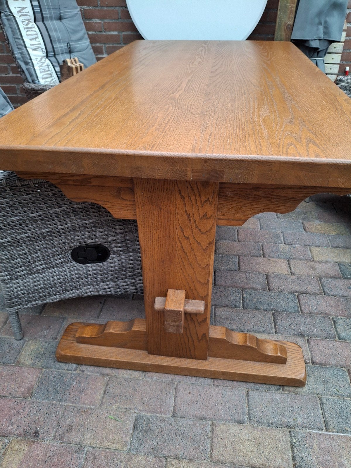 Robuuste eikenhouten tafel 160x85 cm, Ophalen, Gebruikt, Eikenhout, 50 tot 100 cm