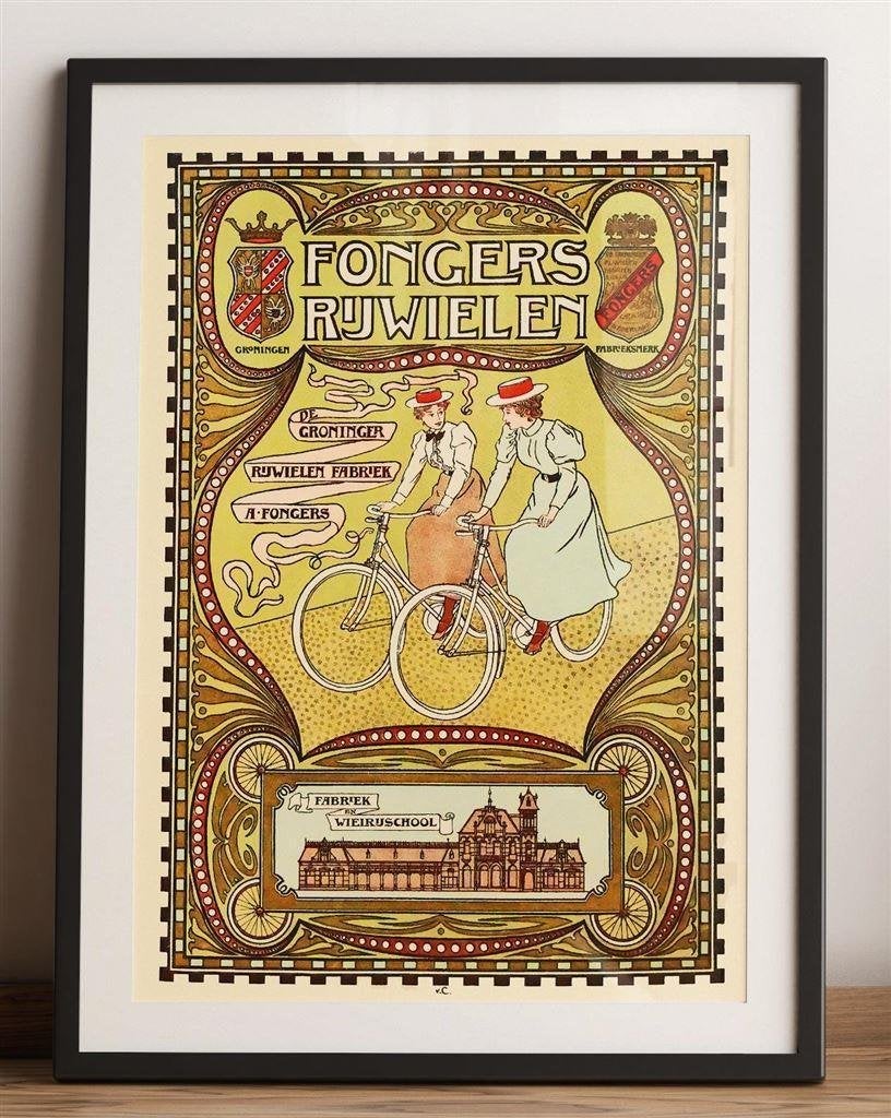 FONGERS Fietsen Nostalgische Affiche Fiets Poster ., Verzenden, Overige typen