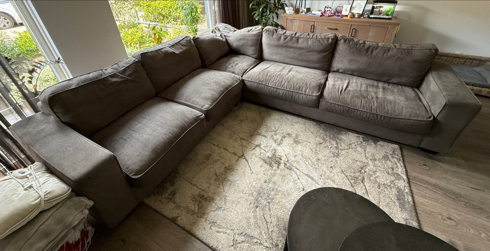 Comfortabele en ruime hoekbank, Huis en Inrichting, Banken | Bankstellen, Ophalen, Gebruikt, Hoekbank, 300 cm of meer