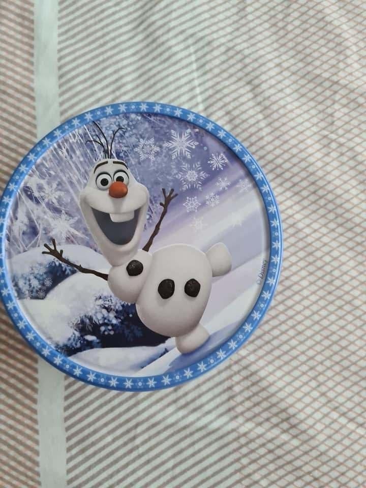 Disney Frozen koektrommel Olaf en Anna  (dv17), Verzamelen, Ophalen of Verzenden, Gebruikt, Koek(jes), Overige merken