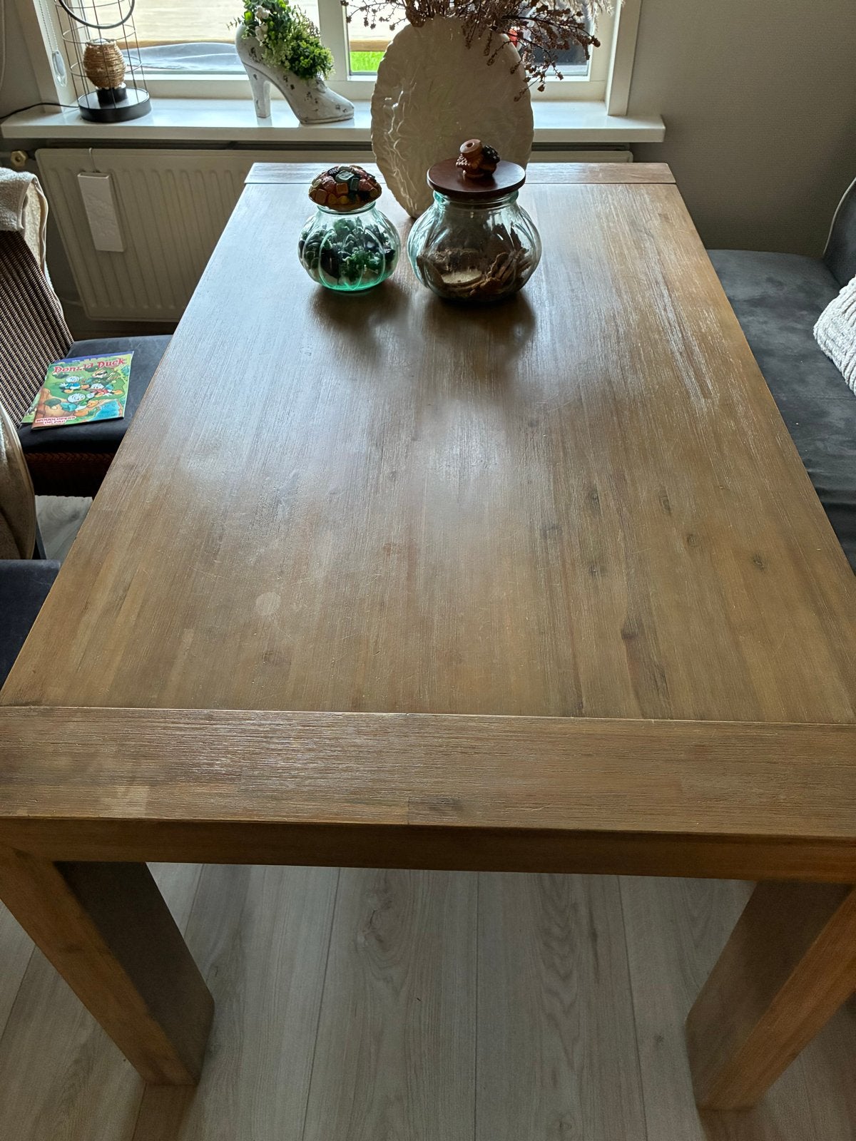 Robuuste houten eettafel - perfect voor gezellige diners, Ophalen, Gebruikt, 50 tot 100 cm, 150 tot 200 cm