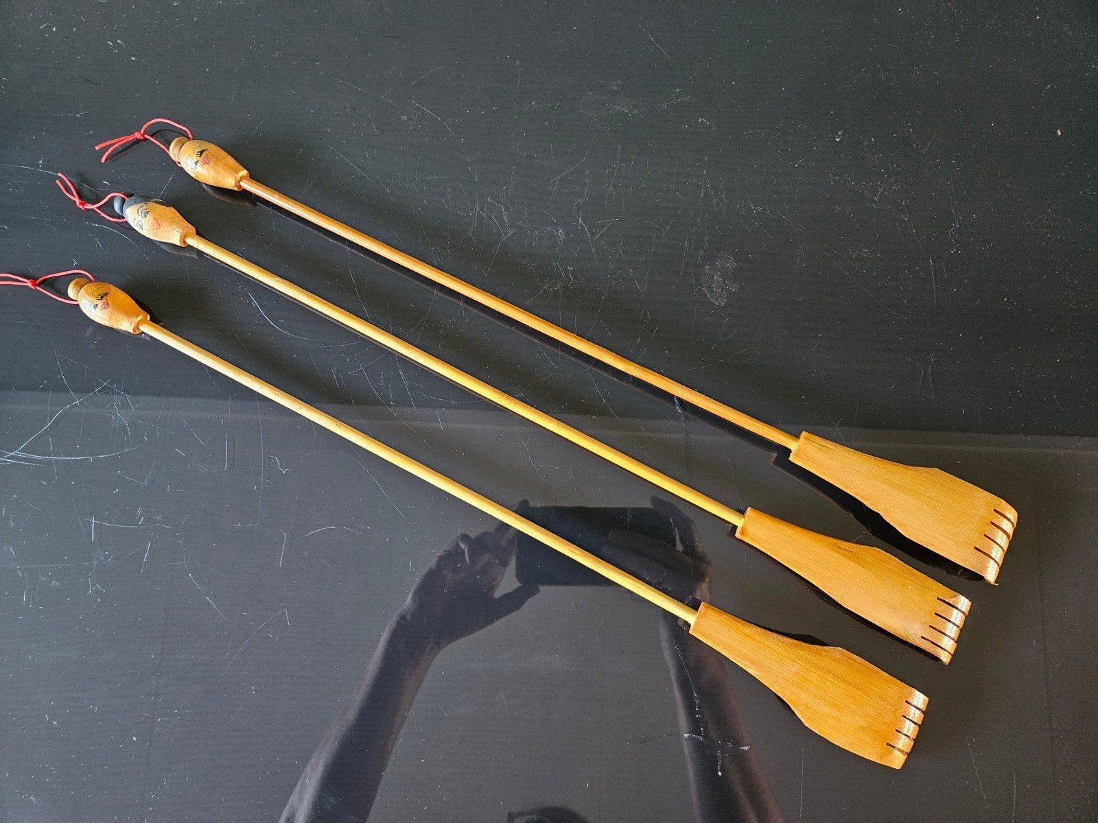 Set van 3 vintage houten rugkrabbers, Ophalen of Verzenden, Huis en Inrichting