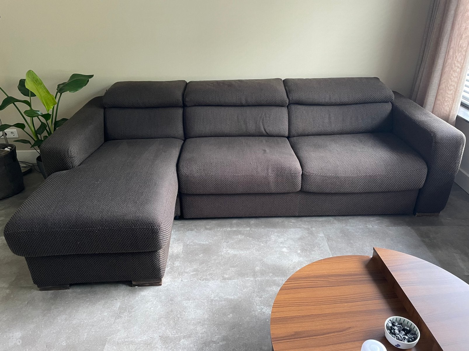 Ruime hoekbank met uitklapbare zittingen - 265 cm, Ophalen, Gebruikt, Vierpersoons of meer, Stof
