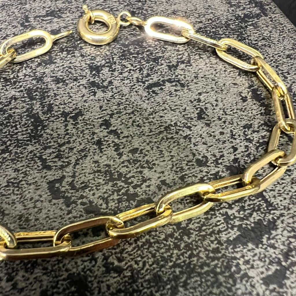 18 karaat gouden armband peperclip schakel, Ophalen of Verzenden, Zo goed als nieuw, Goud