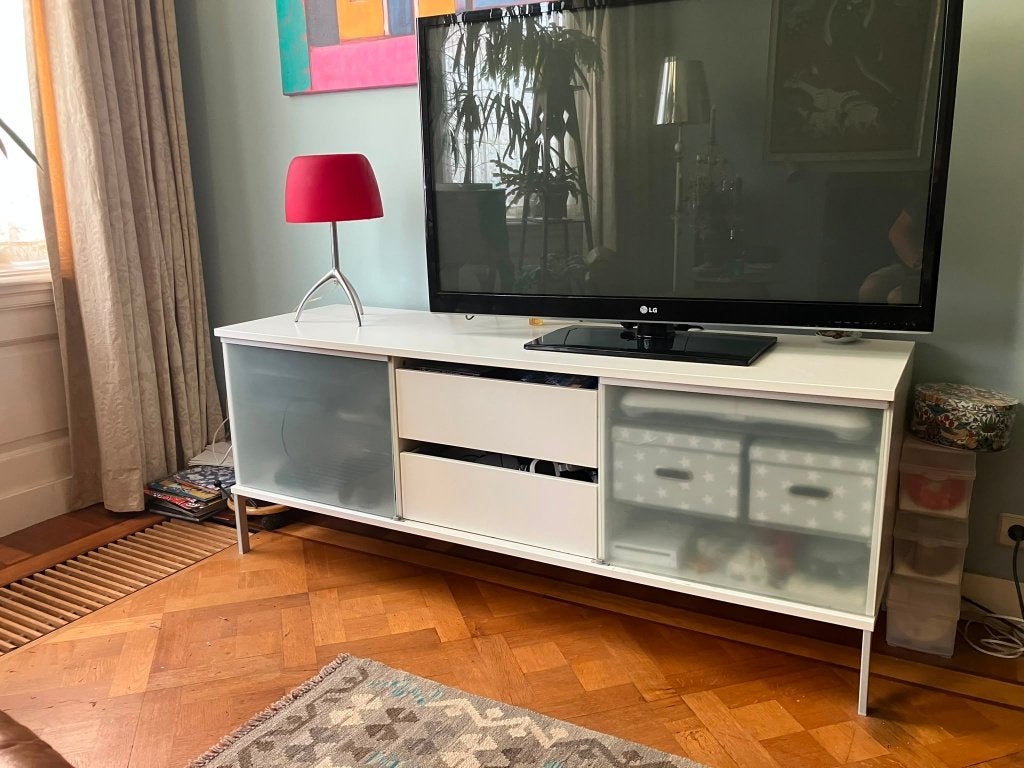 IKEA Tobo tv meubel televisiekast wit, Ophalen, Overige materialen, Gebruikt, 150 tot 200 cm