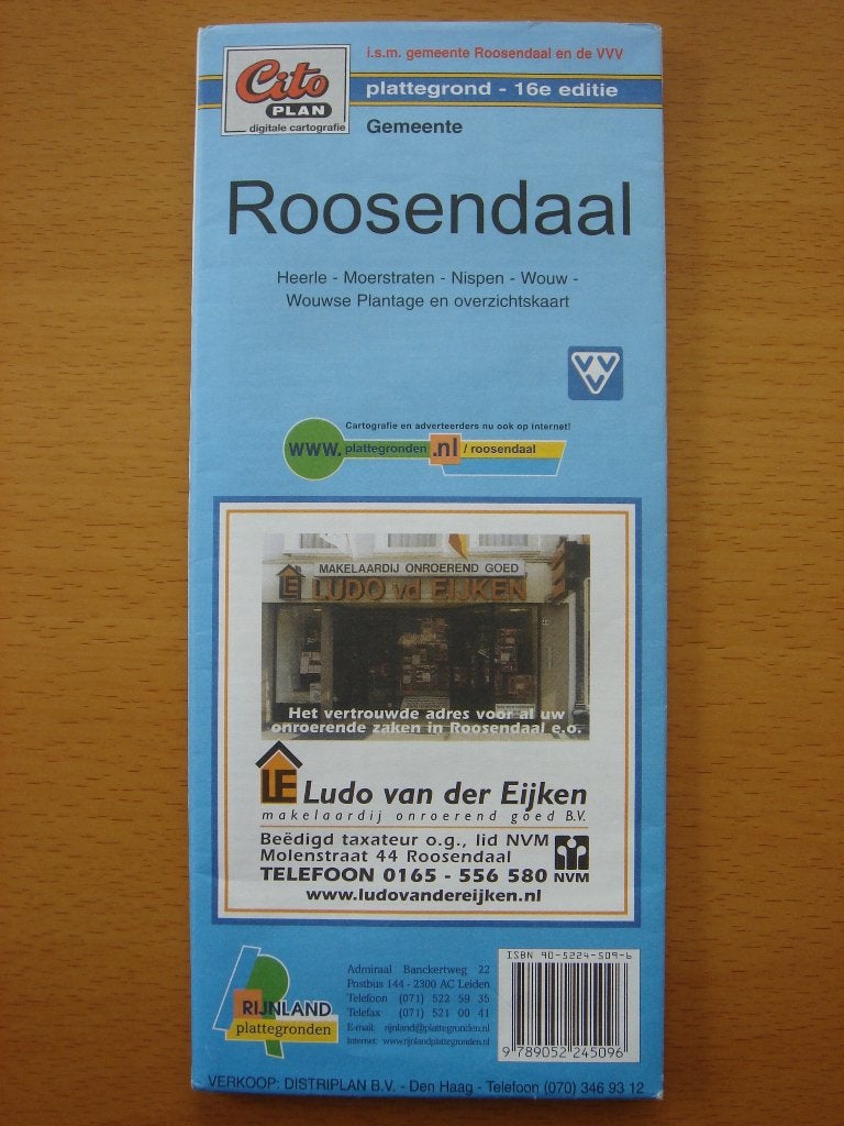 Plattegrond Roosendaal 16e editie , Overige typen, Ophalen of Verzenden, Zo goed als nieuw, 1800 tot 2000