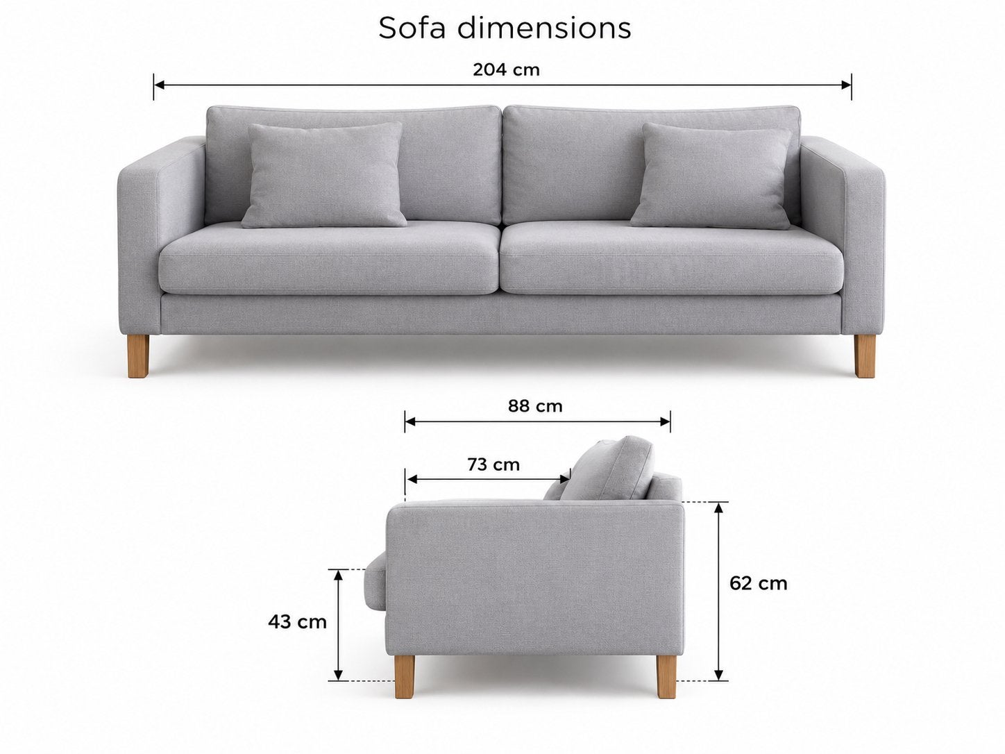 IKEA Karlstad 3-zitsbank lichtgrijs-comfortabel-houten poten, Gebruikt, Driepersoons, Ophalen of Verzenden, Stof