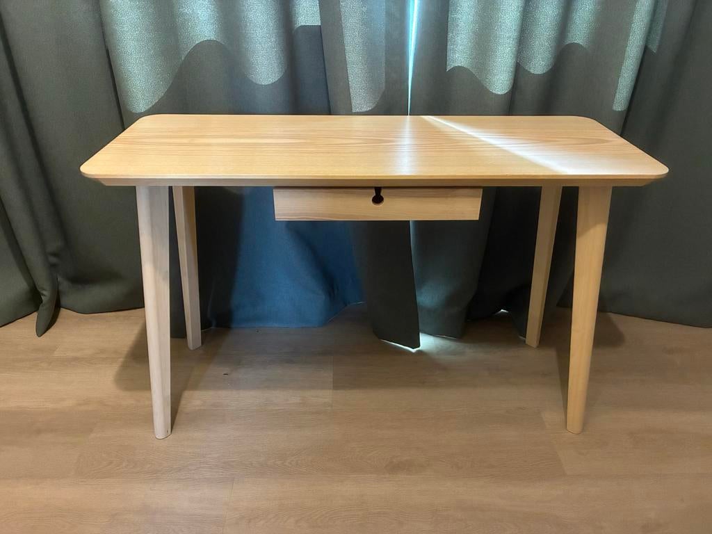 Licht houten bureau met lade - z.g.a.n. (118x45cm), Huis en Inrichting, Bureaus, Zo goed als nieuw, Ophalen