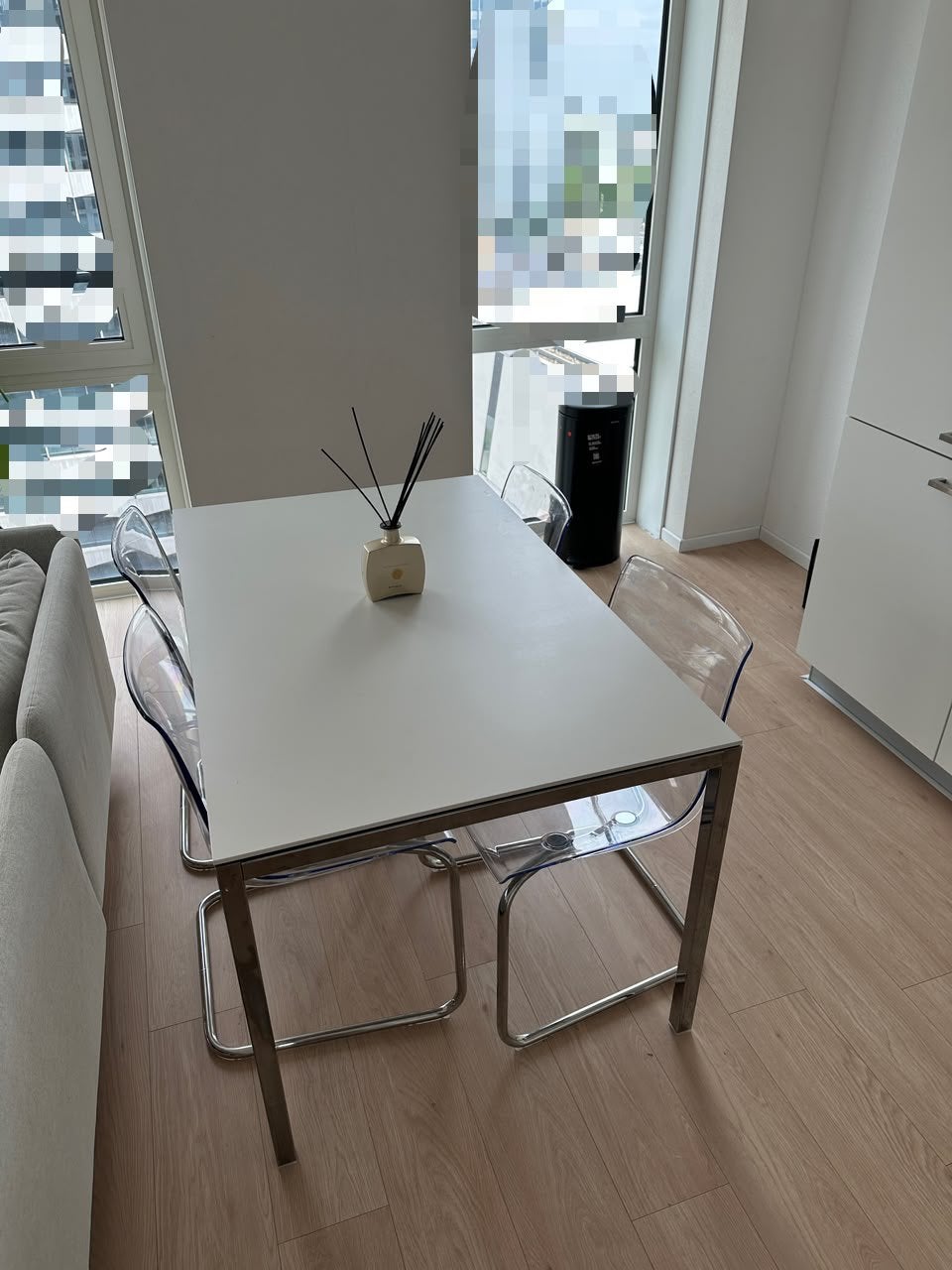 Ikea Dining Set, Huis en Inrichting, Tafels | Eettafels, Ophalen, Gebruikt, Wit, Glas