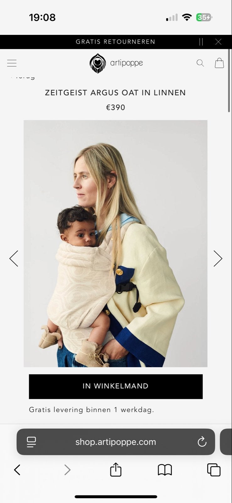 Artipoppe Zeitgeist Argus Oat draagzak, Kinderen en Baby's, Babydragers en Draagdoeken, Gebruikt, Buik of Rug, Draagzak, Ophalen