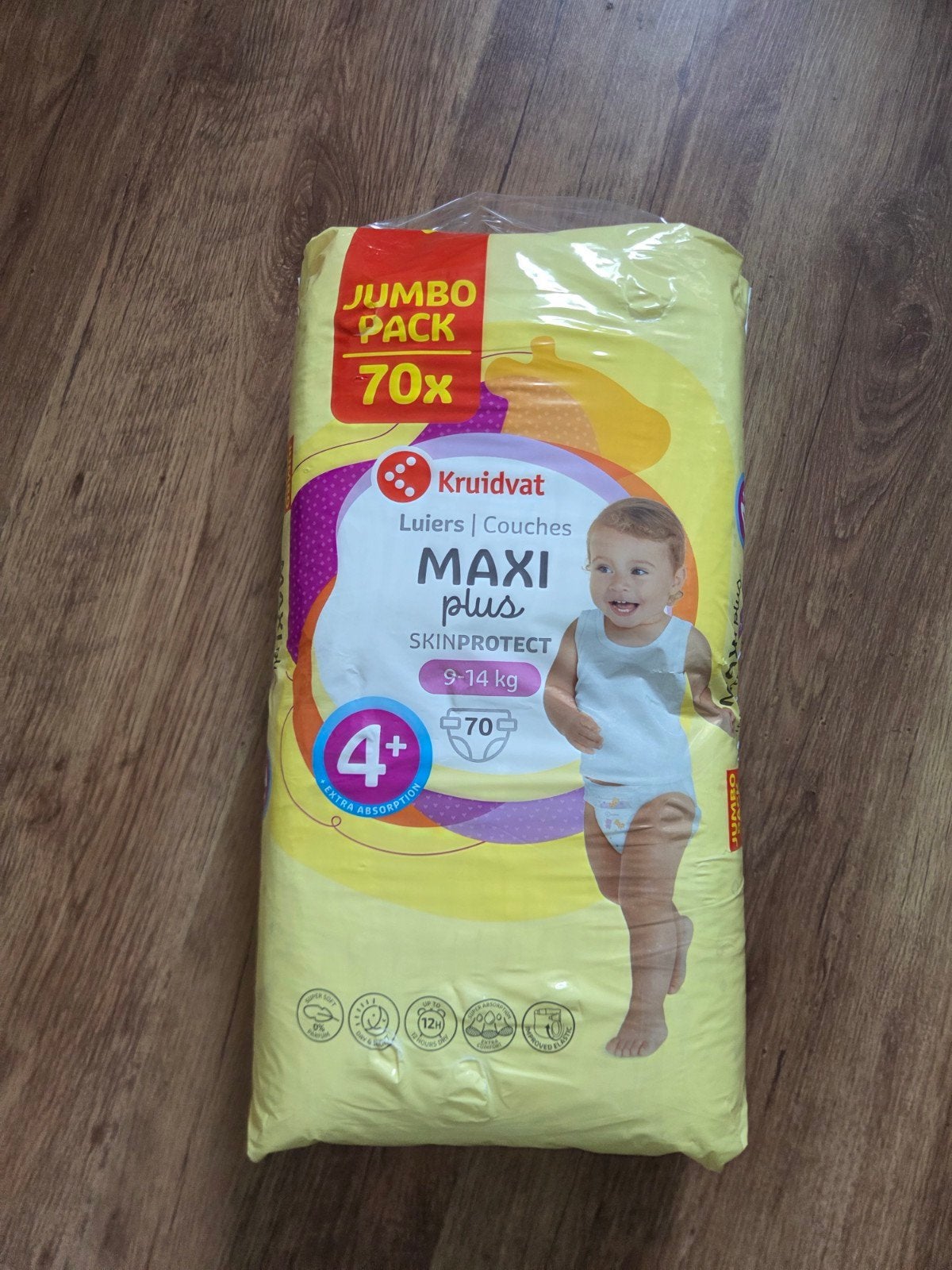 Kruidvat Luiers Maxi Plus Maat 4+ (9-14 kg) - 70 stuks, Ophalen, Nieuw