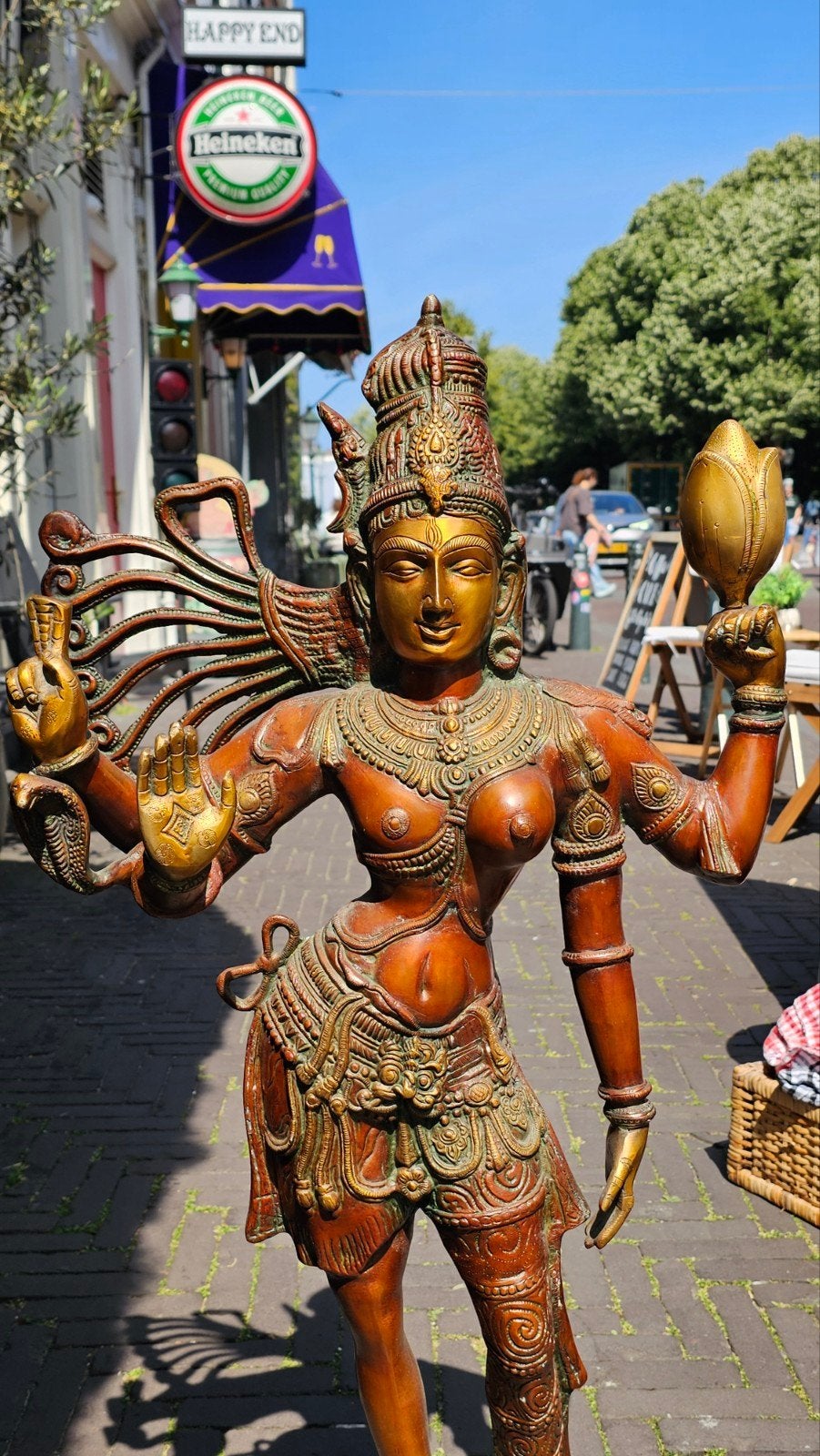 UITVERKOOP: Aradhanarishvara Beeld uit India - 97cm hoog, Antiek en Kunst, Ophalen, 50 - 100 cm, Handgemaakt, Beeld