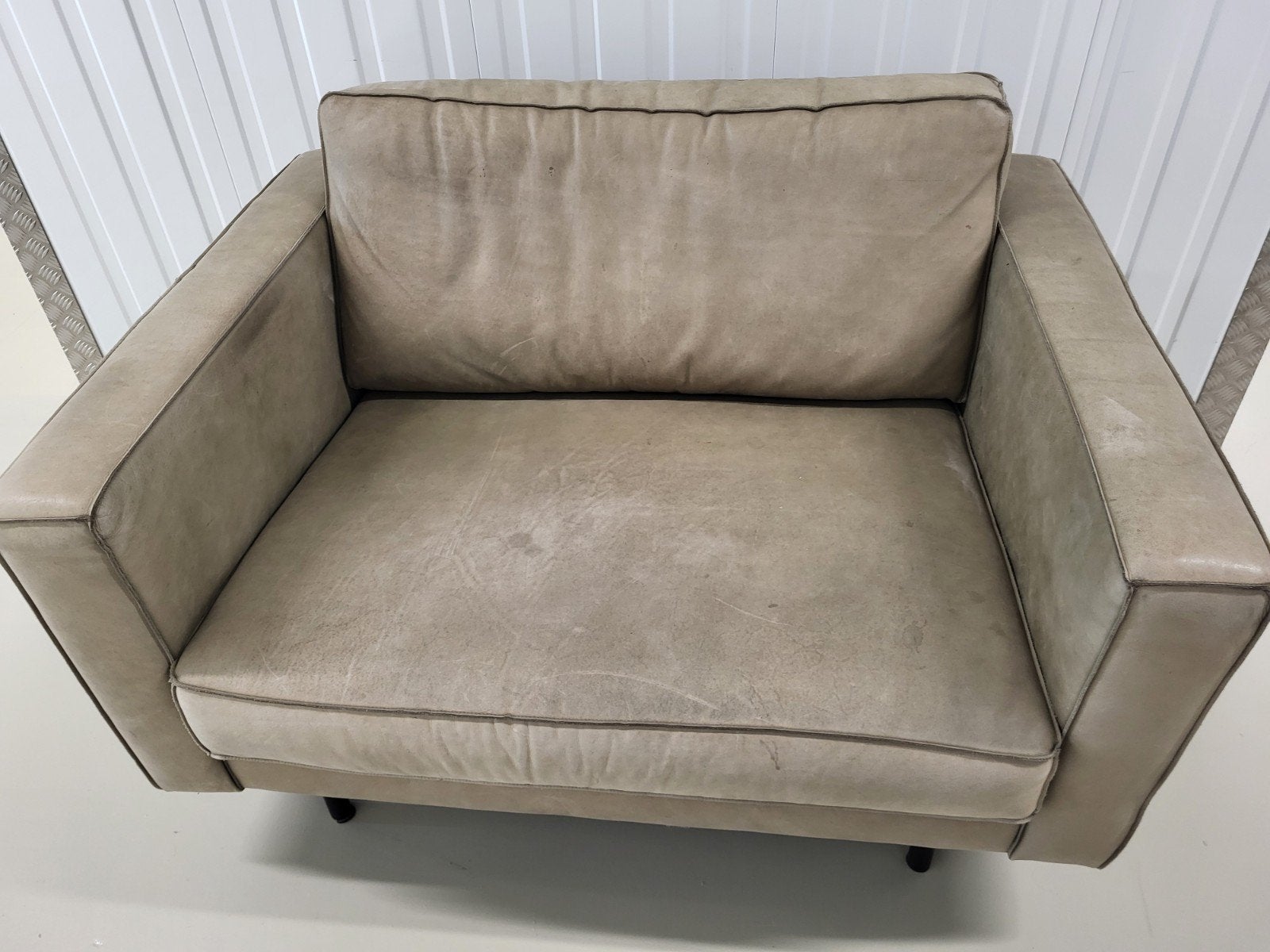 stoere groen bruine love-seat/bankje, Ophalen, Tweepersoons, Minder dan 150 cm, Industrieel