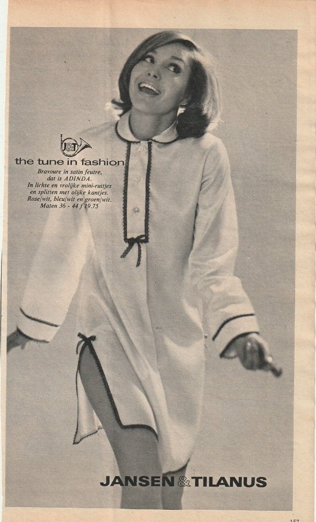 Retro reclame 1966 Jansen & Tilanus dames nachtmode, Verzenden, Overige typen