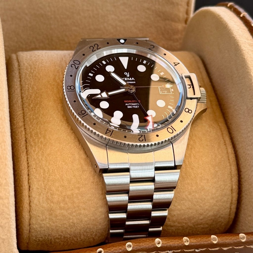 YEMA Superman Worldtime GMT Steel MINT, Overige merken, Staal, Staal, Polshorloge