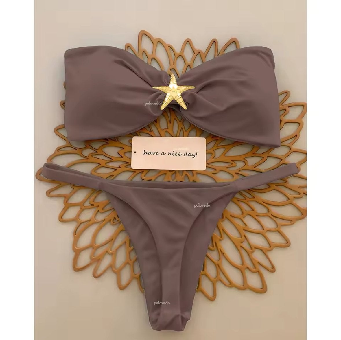 String Bikini  Maat S  nieuw, Verzenden, Nieuw, Bruin, Bikini