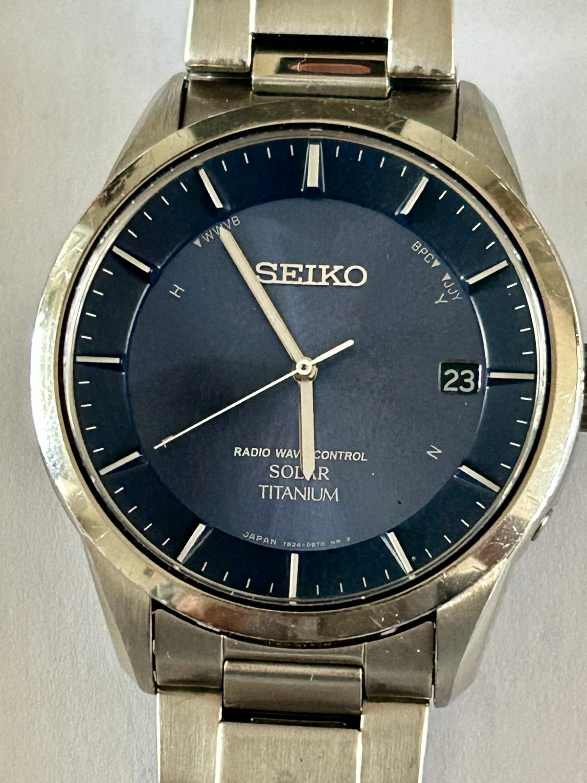 Seiko Solar Titanium Radio Wave Control Herenhorloge, Gebruikt, Verzenden, Polshorloge, Overige materialen
