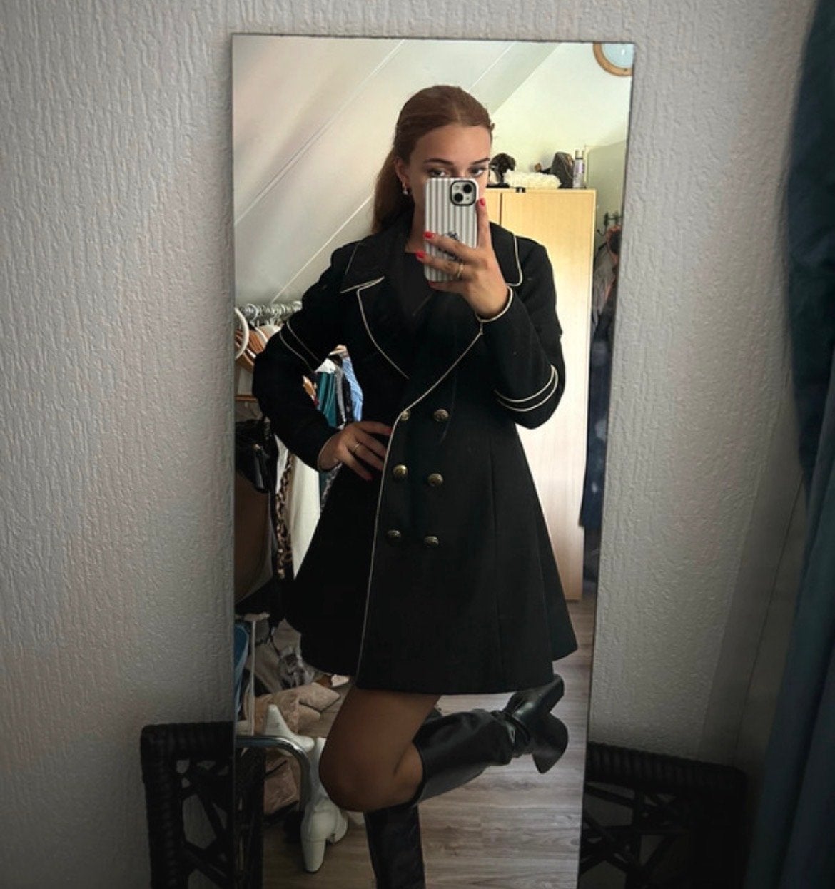 Nikkie Double Breasted Wollen Jas Zwart Maat 36, Ophalen of Verzenden, Zo goed als nieuw, Maat 36 (S), Zwart