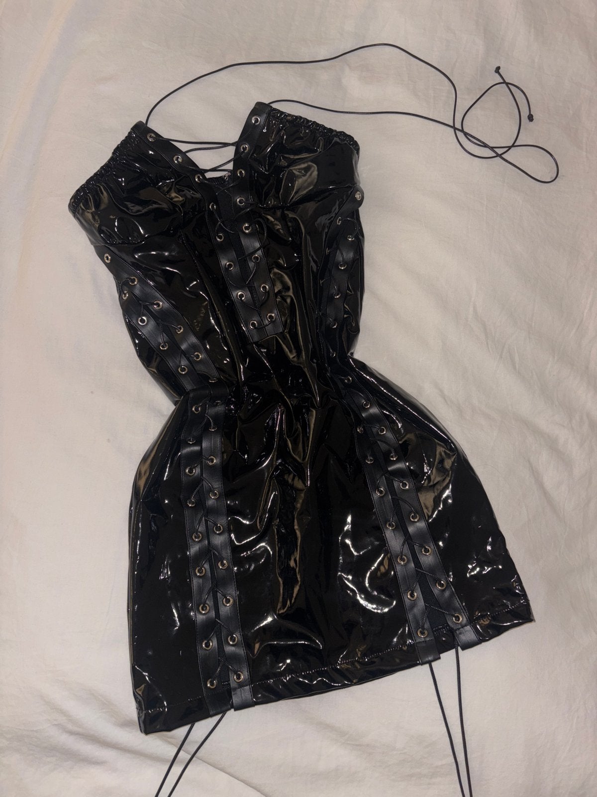 Sexy Latex Look Jurk - Maat S - Perfect voor Feestjes!, Verzenden, Zwart, Maat 36 (S), Gedragen