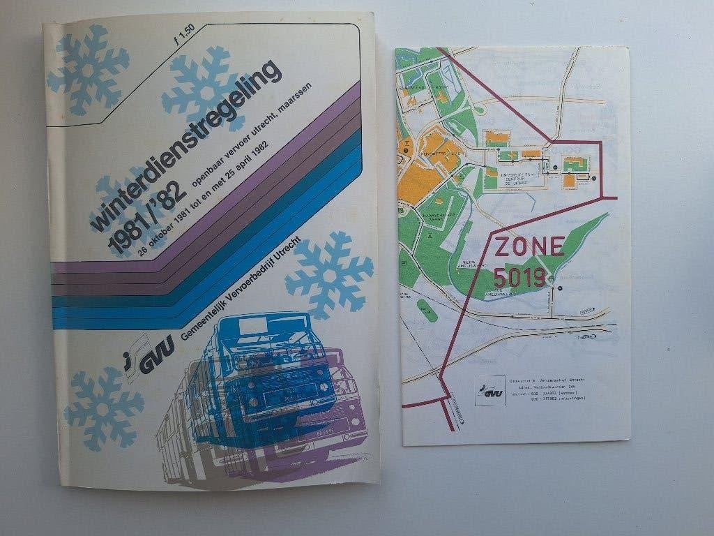 GVU UTRECHT WINTERDIENSTREGELING 1981/1982, Ophalen of Verzenden, Gebruikt, Bus of Metro, Boek of Tijdschrift