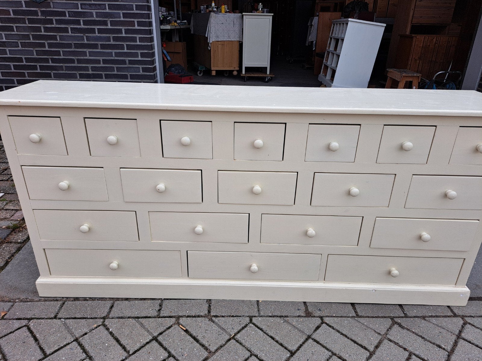 witte grenen ladekast 19 lades, Huis en Inrichting, Gebruikt, 150 tot 200 cm, Ophalen of Verzenden, Landelijk
