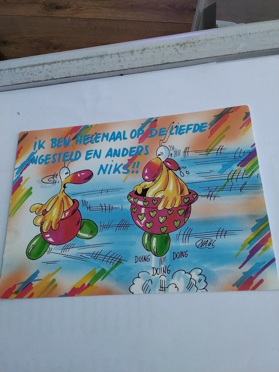 Grappige kaart: Ik ben helemaal op de liefde ingesteld, Ophalen of Verzenden