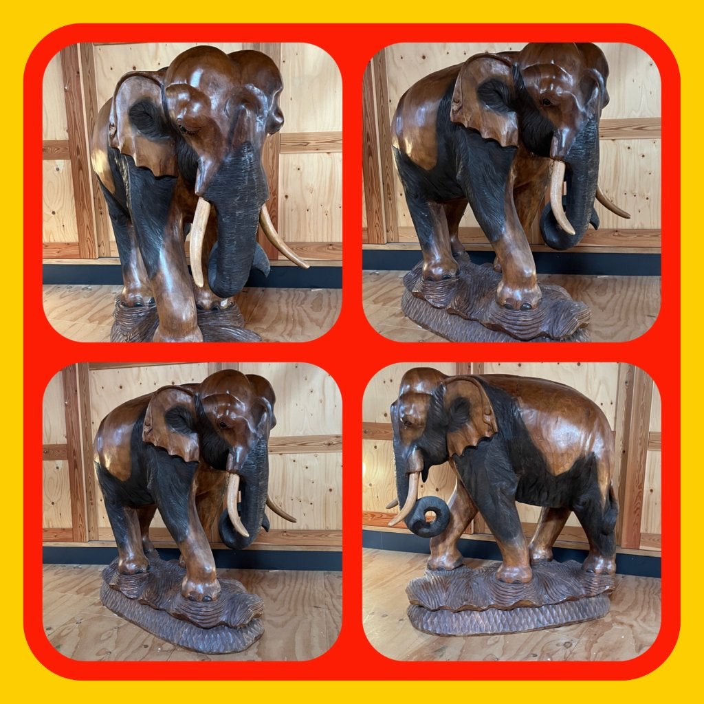 171. Mooie Grote Houten Olifant 115hoog 108breed 58dik cm, Ophalen