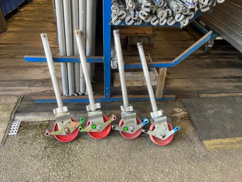 1 set Steigerwiel Nylon +  spindel - ø200mm onverwoestbaar!, Ophalen, Info@izi-hoogwerkerhuren.nl, Wiel 12, Zo goed als nieuw