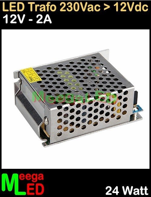 LED Trafo Voeding Adapter Driver - 230V > 12V - 2A = 24W - O, Metaal, Overige merken, Nieuw, Overige fittingen