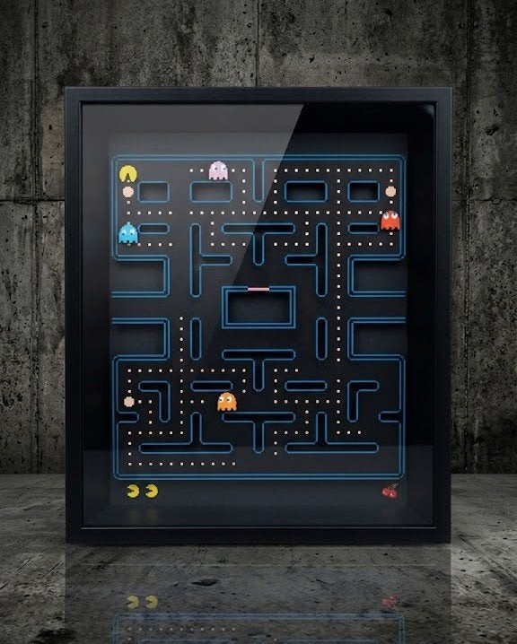 Partij Ingelijste 3D-wanddecoratie van Pacman, NHP International, Nieuw, Ophalen of Verzenden, Info@nhp-international.com