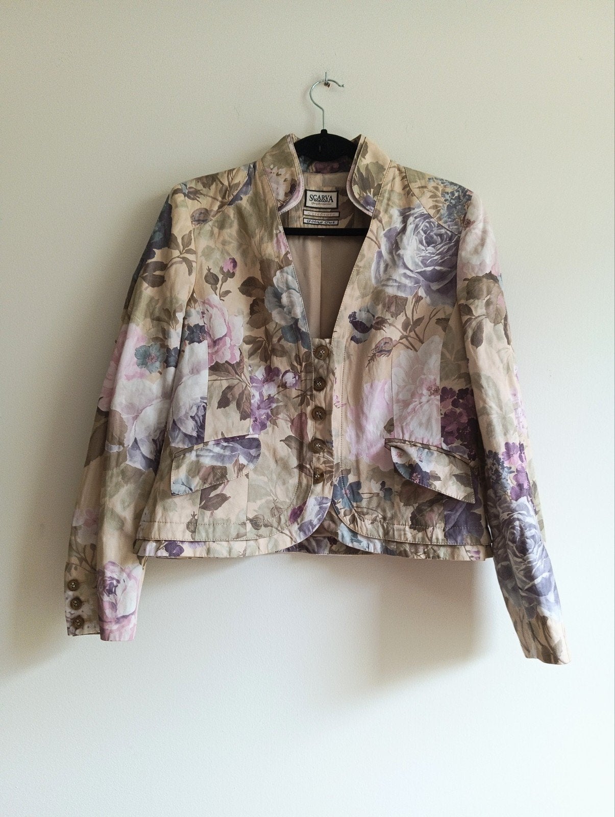 Scarva Bloemenprint blazer, maat 42, Scarva, Maat 42/44 (L), Zo goed als nieuw, Jasje