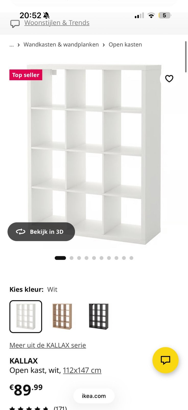 Kallax vakkenkast, Ophalen, Gebruikt, 25 tot 50 cm, Minder dan 100 cm